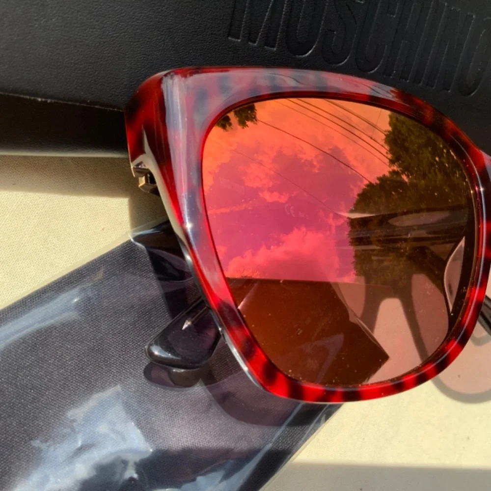 MOSCHINO Cat Eye Sunglasses Multilay 55mm Redleopard/Orange
